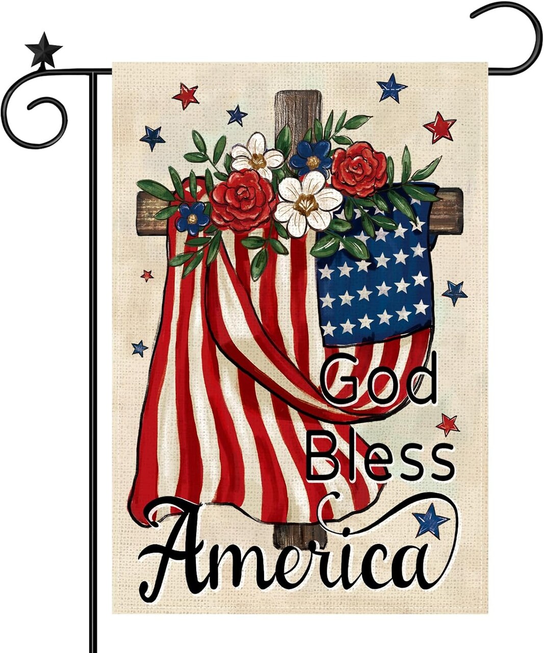 God Bless America 4th of July Patriotic Garden Flag Double Sided